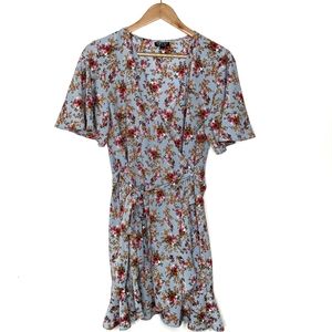 Topshop floral wrap dress with ruffle hem